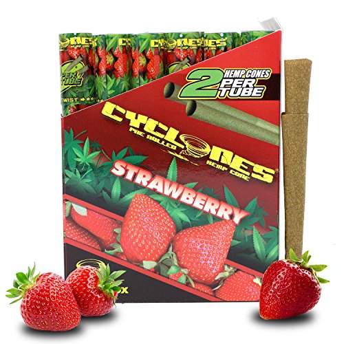 Cyclones Strawberry Pre-Rolled Flavored Hemp Wraps (12 Packs, 2 Wraps Per Pack) Total 24 Wraps and ES Scoop Card