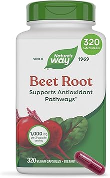Natures Way Beet Root Capsules, Supports Antioxidant Pathways*, 1000 mg Beet Root per 2-Capsule Serving, Helps Neutralize Free Radicals*, Vegan, 320 Capsules