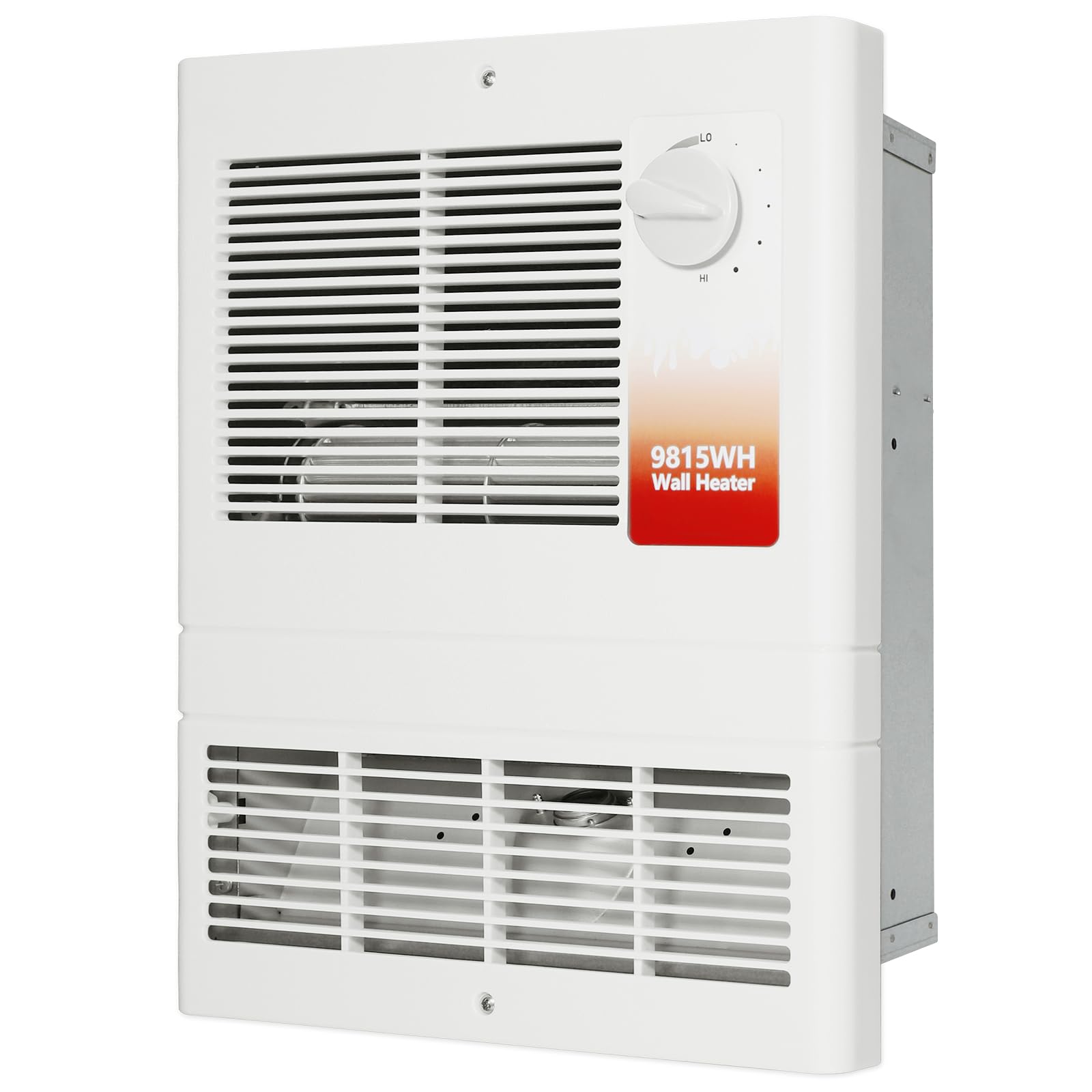9815WH Wall-Mounted Heater with Thermostat for Bedroom, Living Rooms, etc., Wall Heater 1500 Watt, 120/240 Volt, White