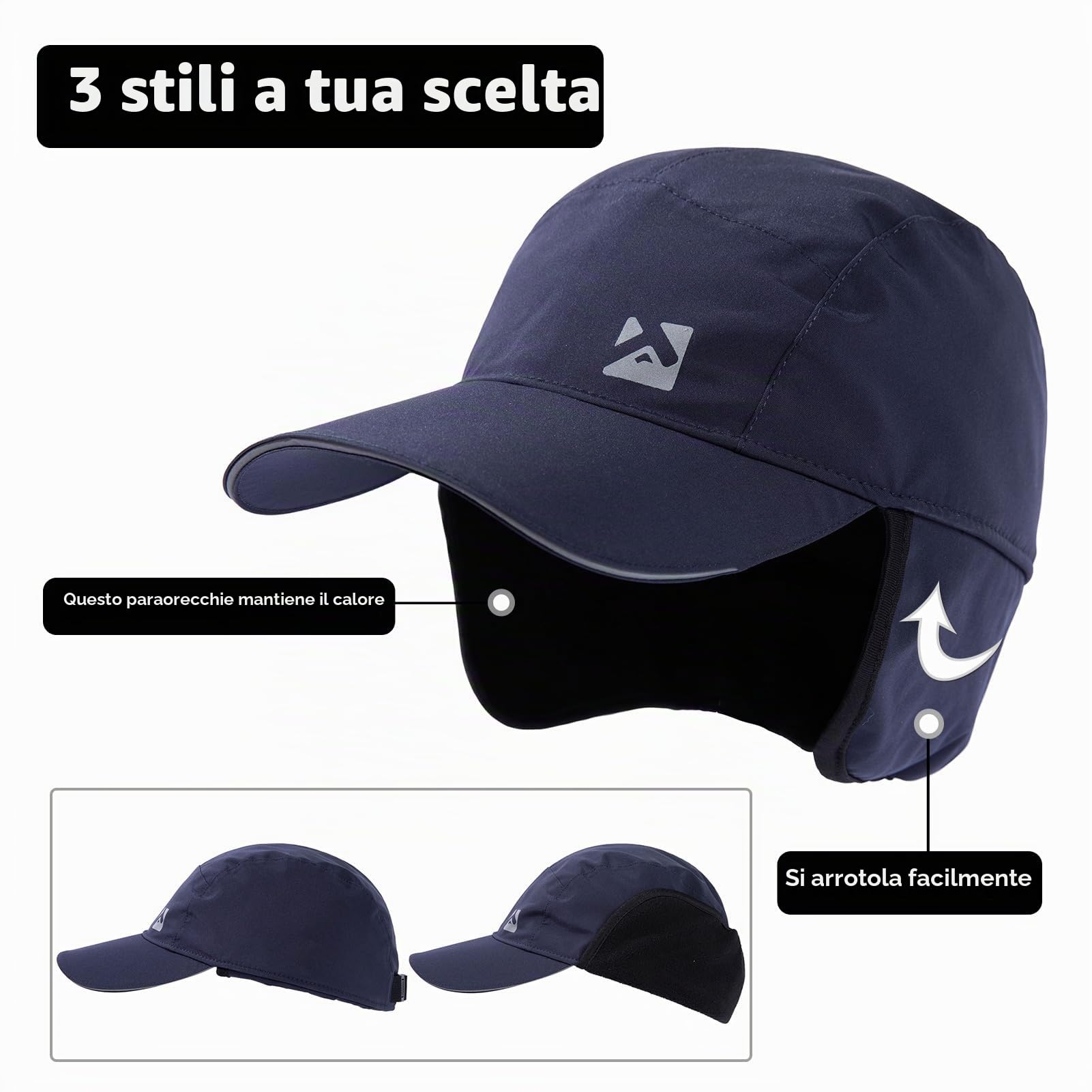 TOP-EX Oversize XL XXL Uomo Impermeabile Inverno Baseball Cap Pile Earflap Trapper Cappello per il Freddo Grande Testa