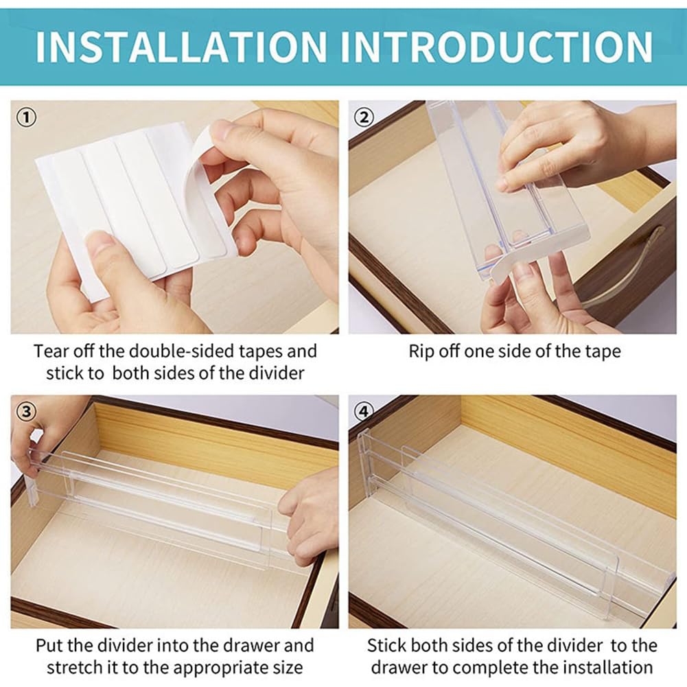 8 pezzi Organizzatore divisori per cassetti regolabile stoccaggio organizer per vestiti cassetti separatori organizer per cassetti da cucina