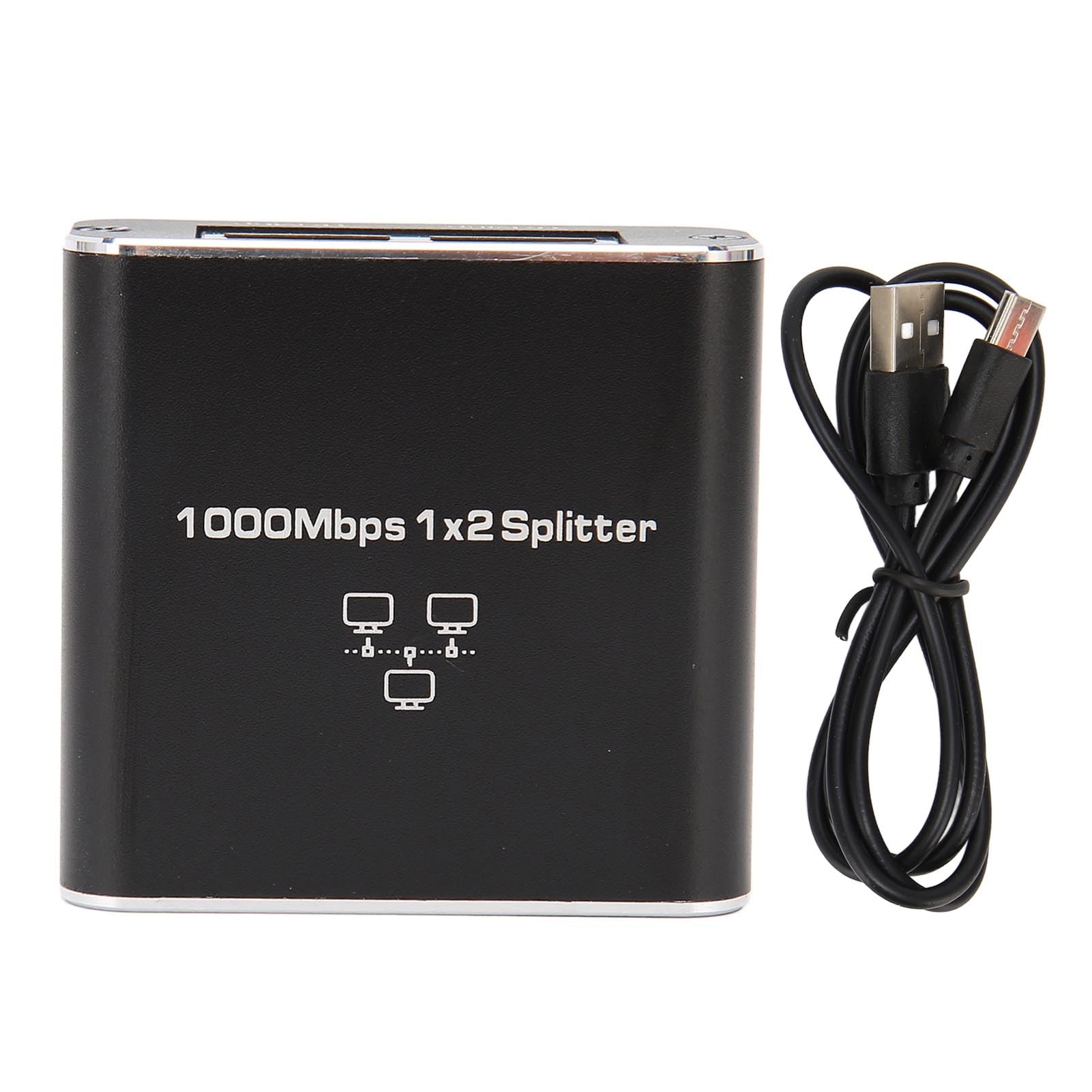 Rozdzielacz Ethernet RJ45 1 na 2 Udziały, Karta Sieciowa Gigabit 1000Mbps, Rozdzielacz Ethernet RJ45 Udostępnianie Dwóch urządzeń za pomocą Kabla Zasilającego USB Zgodny z Cat5