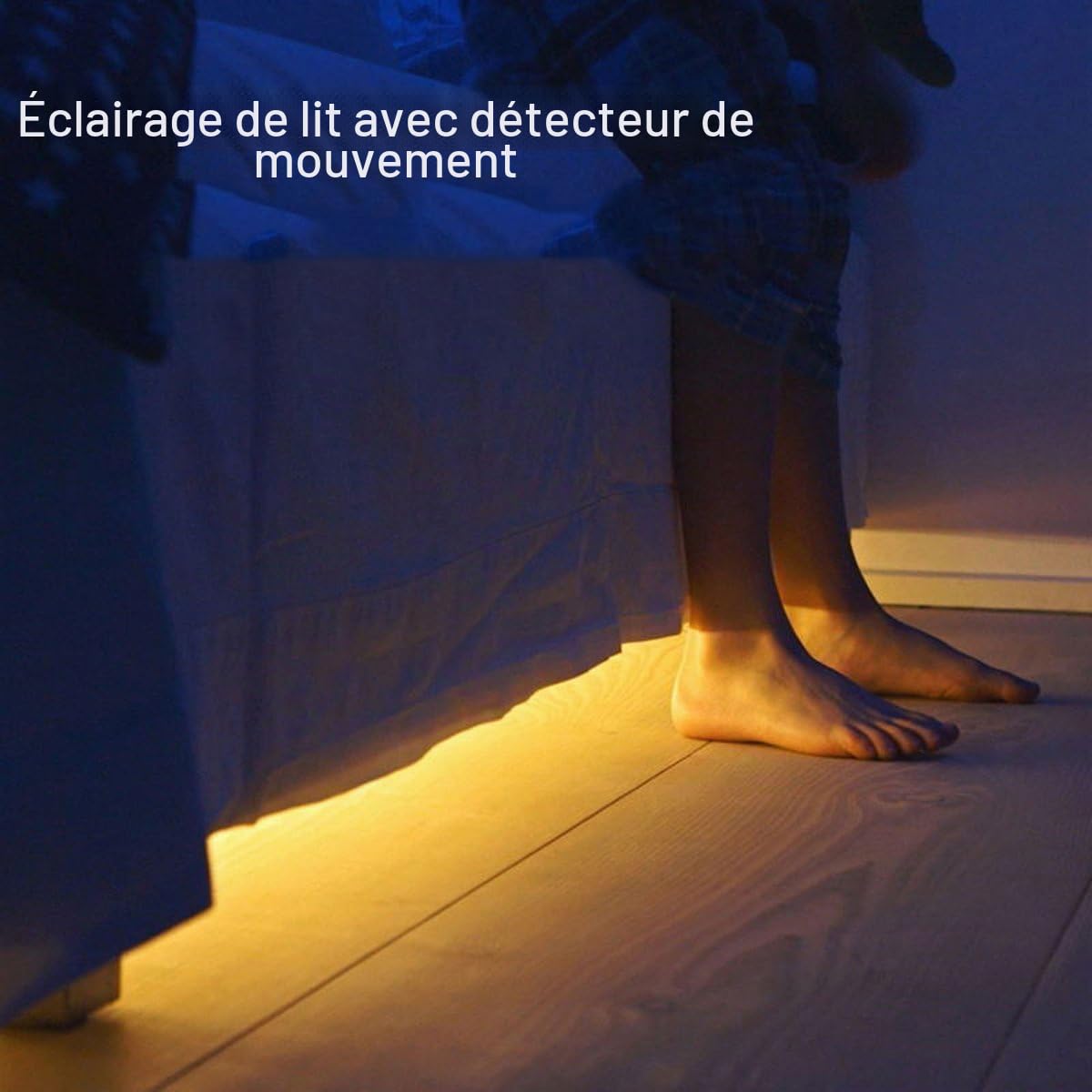 Ruban Led 3m Chambre Lumiere Pile Led Detecteur de Mouvement, Reglet Bande Led Blanc Chaud 3m Strip Lights TV Interieur Nuit Light Lumineuse Bandeau Leds Autocollante Éclairage Sans Électricité
