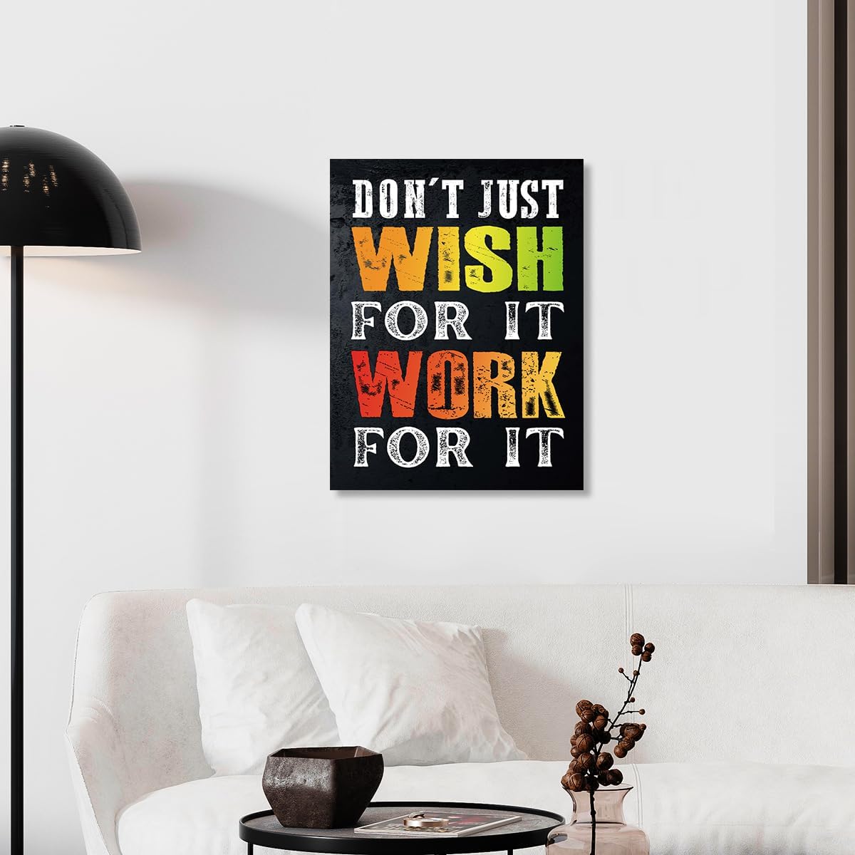 Gwisml Inspirational Canvas Wall Art,Don't Just Wish For It Work For It Motivational Quotes Canvas Frame Painting Prints Posters Artwork For Home Office Wall Decor - Image 5