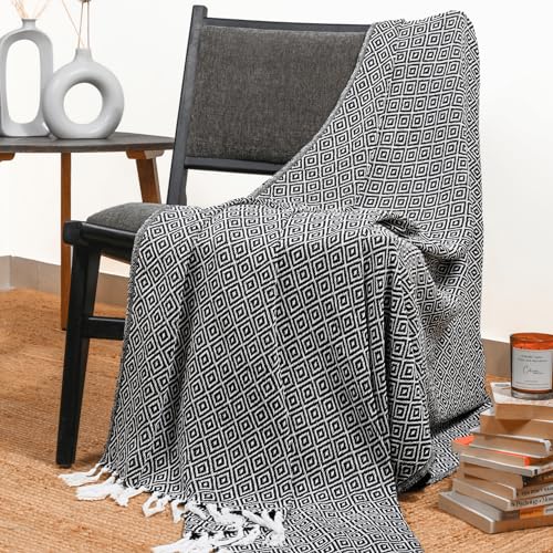 RAJRANG BRINGING RAJASTHAN TO YOU Counder à Lancer Noir Country Rustique - Nouvelle Collection 100% Coton de qualité de Luxe canapé canapé lit Lance Mini...