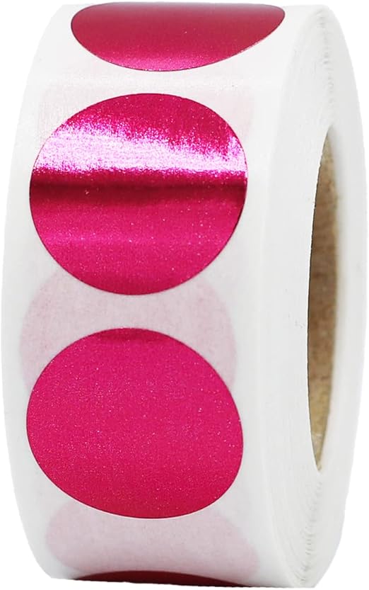 Metallic Rose Color Coding 3/4" Inch Round Adhesive Labels 500 Color Coding Dot Stickers for Efficient Inventory Management, Crafting Projects, and Organizational Tasks in Offices, Schools, and Homes
