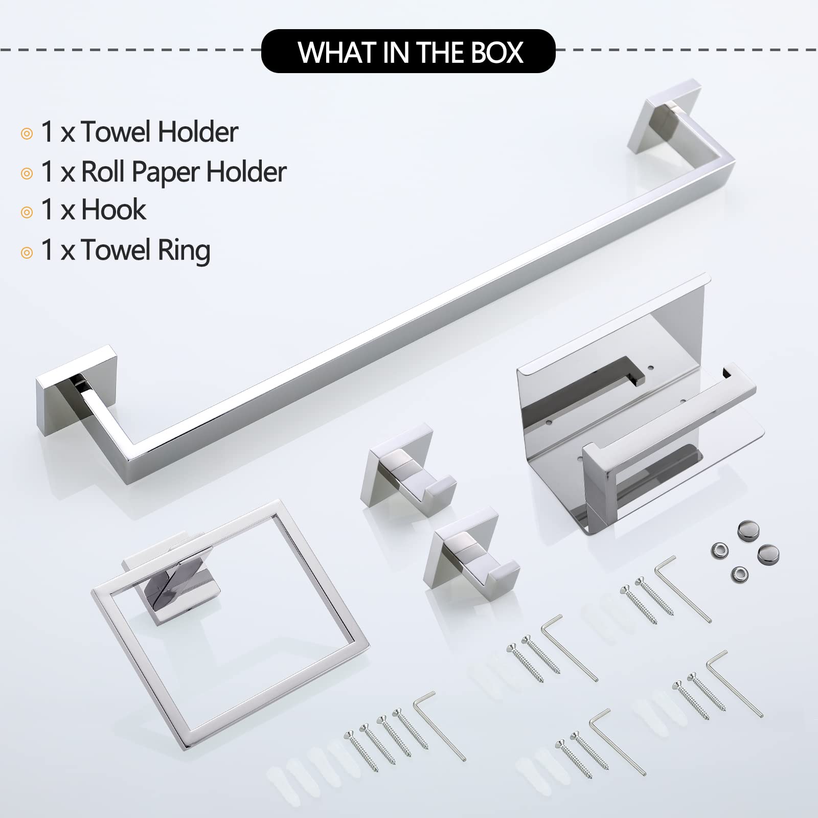 Bathroom Towel Bar Set Toilet Paper Holder with Shelf, Polished Chrome ...
