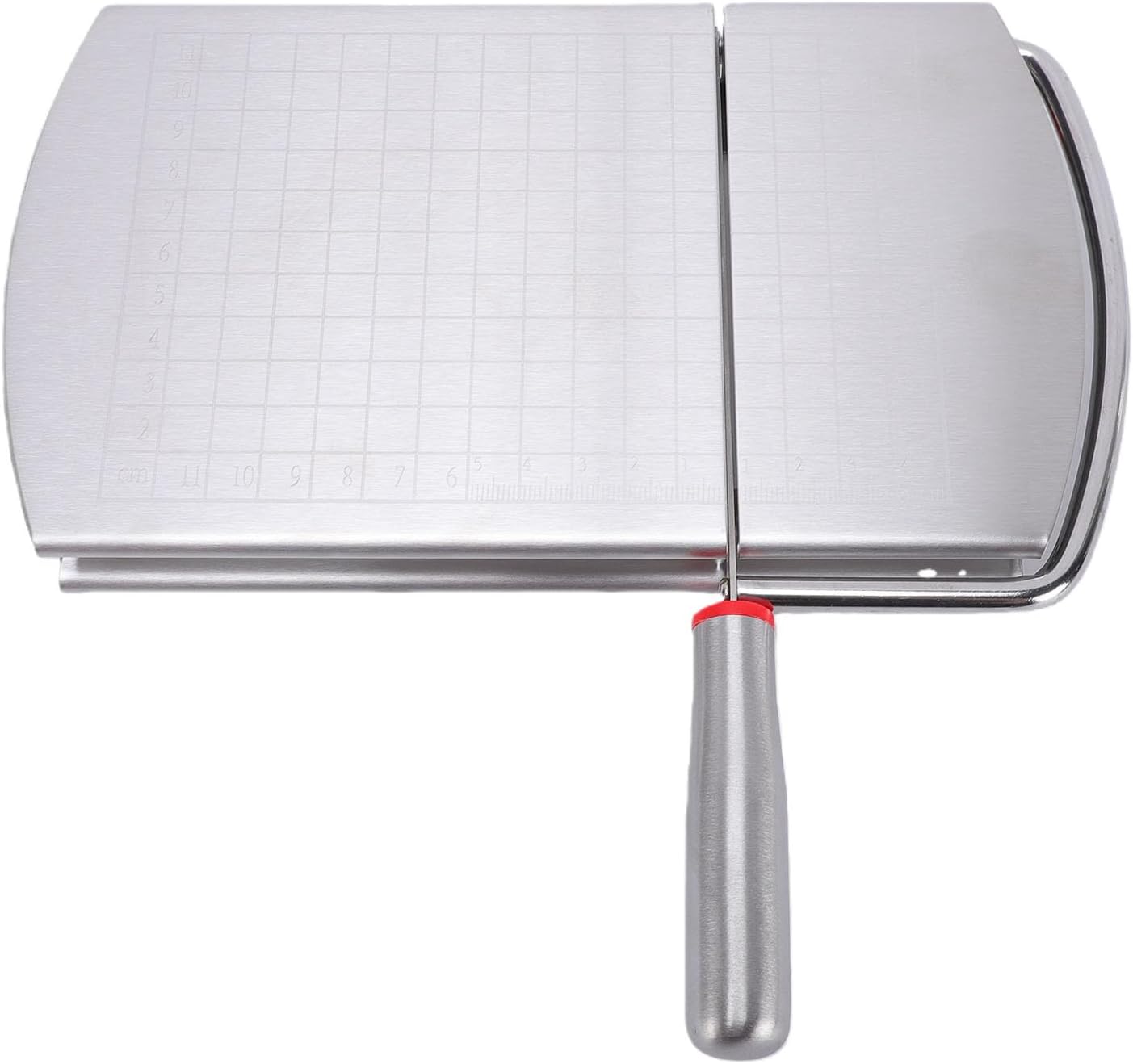 Ymiko Stainless Steel Cheese Slicer Cheese Cutter Board Cutting Board with Centimeter Grid Panel for Block Butter Sausages Carrots Fruits (Silver)