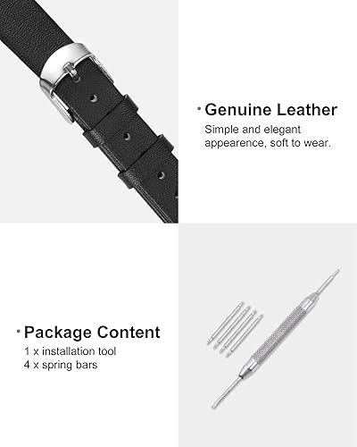 Vista 3 de uxcell Correa de cuero genuino de varios tamaños, correa de reloj de cuero fina y elegante plana para hombres y mujeres