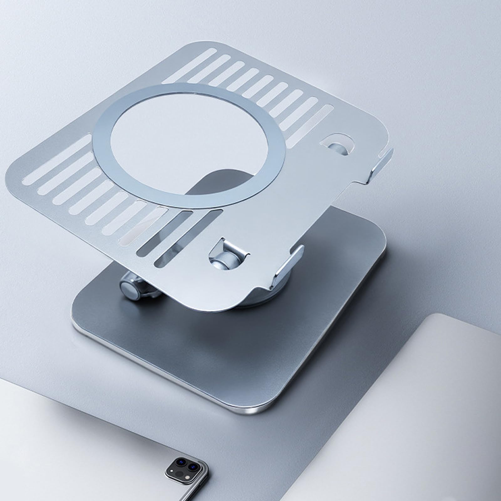 Soporte portátil plegable para portátil, rotación ajustable, altura antivibración, diseño antivibración para uso doméstico para portátiles de 15.6 pulgadas, soporte ergonómico para laptop