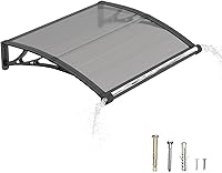 Dawninghomm 32x48 Inch Door Awning with Drainage - Polycarbonate Exterior Canopy, UV Rain Snow Protection for Porch Patio Windows (150 chars max)