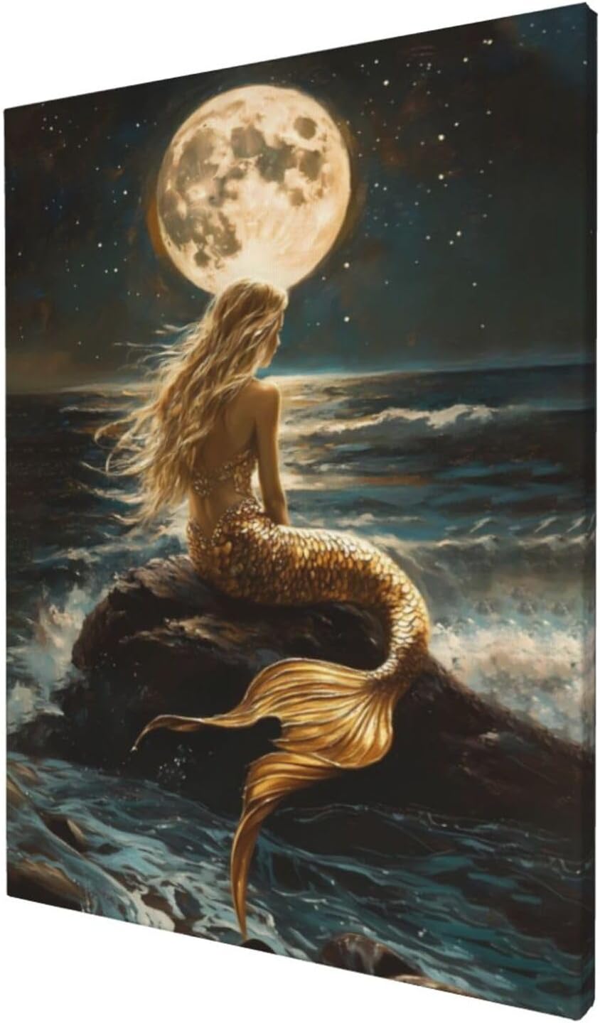 CSYHXQCZJ Mermaid Wall Art Decor Pictures Canvas Prints 16"x12"