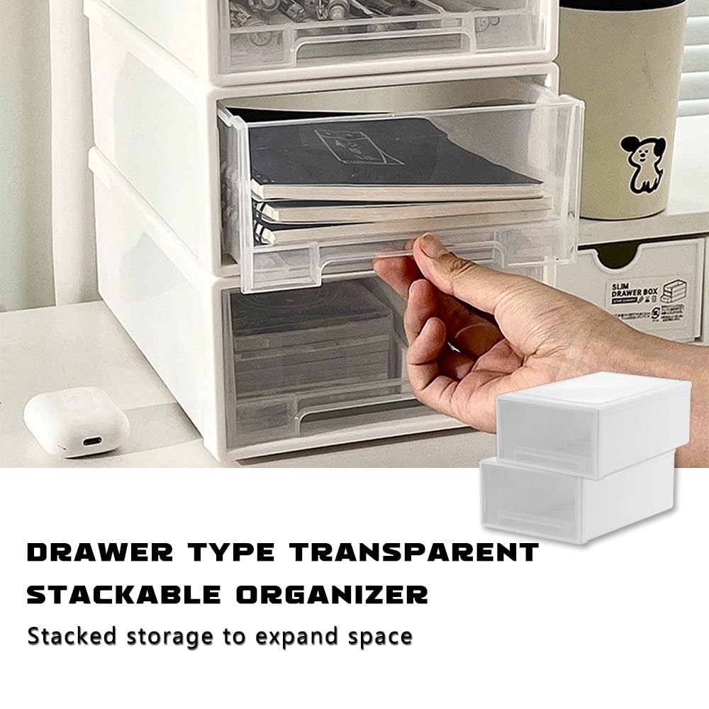 2 scatole portaoggetti impilabili in plastica, per cassetto, armadio, garage, camera da letto, ufficio