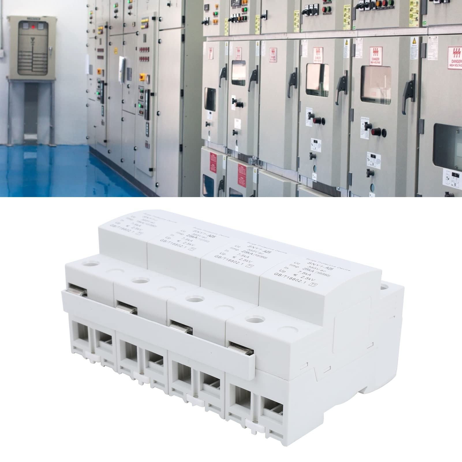SIXRUN Protector de Sobretensión 4P, Interruptor Automático de Alto (25KA)