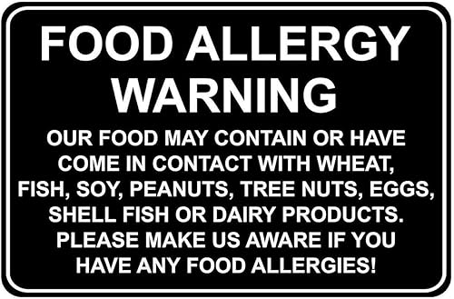 CCPARTON Letrero de seguridad de advertencia de alergias alimentarias de metal - Letrero de precaución de aluminio para tráfico, calle y carretera