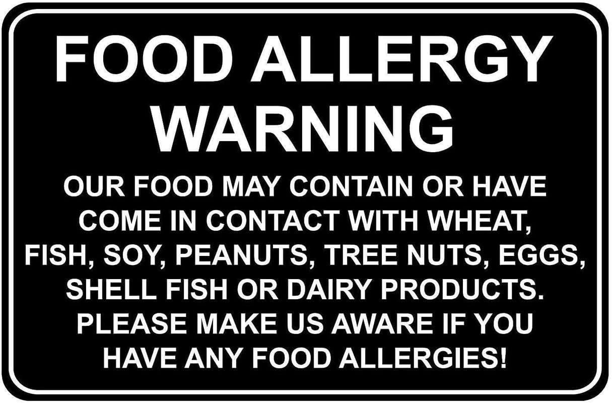 Bdeyfg Colour4 Metal Food Allergy Metal Tin Sign Aluminum Warning Signs For Indoor & Outdoor Yard Lawn Sign Home Decor 8X12 Inch