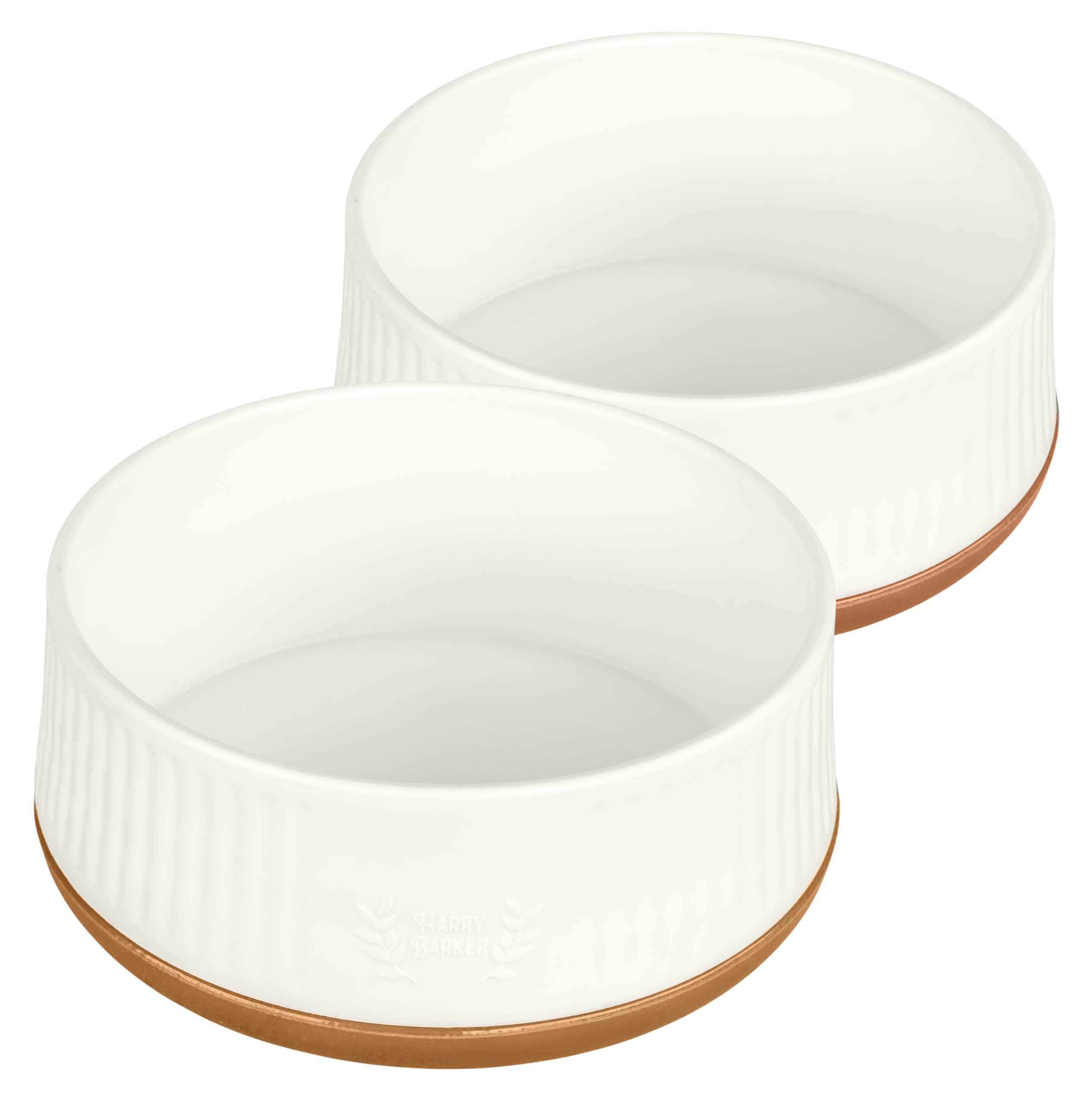 Small Modern Dog Bowls, 2-Pack Eco-Friendly Plastic Pet Food & Water Bowls, Non-Slip Base, Dishwasher Safe, BPA-Free, Neutral Design, Holds 3 Cups Each