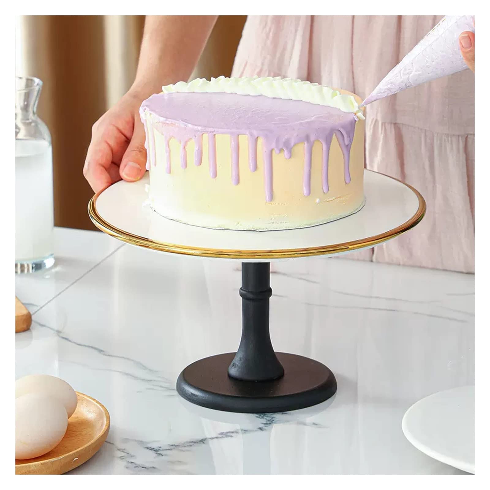 Support rotatif pour gâteau Plateau à gâteau d'anniversaire plateau haut rotatif en céramique confiserie Dessert présentoir à gâteau présentoir à gâteau de fête présentoir à Dessert Outil d'affichage