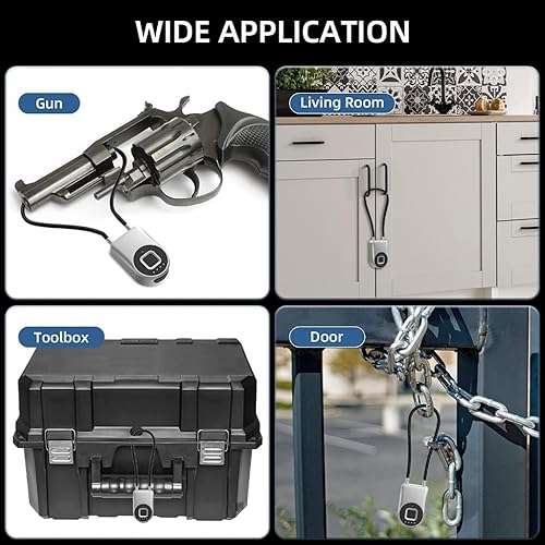 Miniatura 8 de eLinkSmart - Cerradura de cable de huellas dactilares, cerraduras para nevera con control de aplicación Bluetooth, candado inteligente biométrico