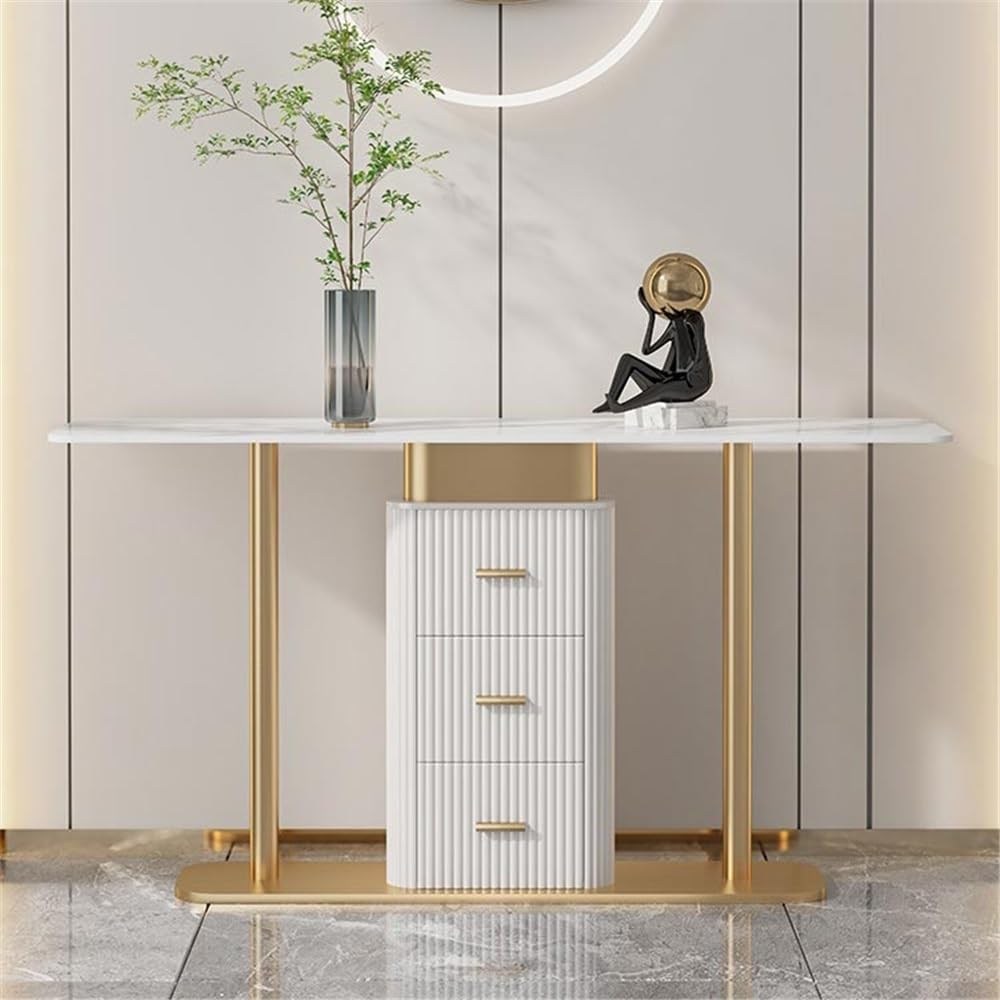 Mesa Consola para Entrada Mostrador de Entrada Lujo Ligero con cajones Muebles recibidor clásicos Mesa de sofá(Medio)