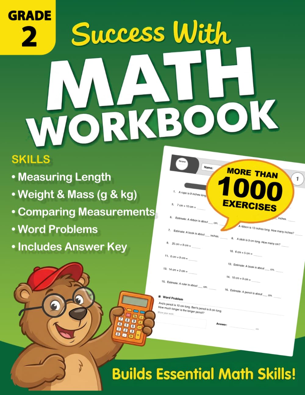 Grade 2 Math Workbook – Measurement Exercises: Math Practice Workbook with More Than 1000 Exercises, Including Word Problems and Answer Key | Worksheets for Kids Ages 7–8