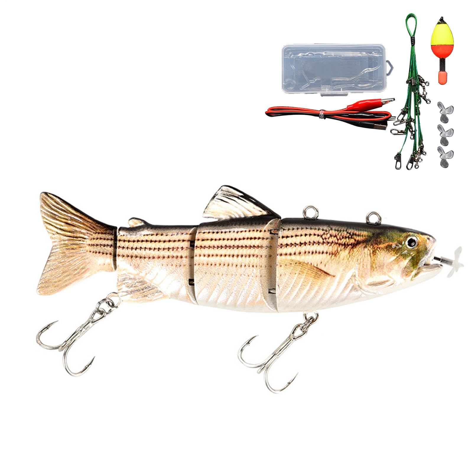 Esca da pesca elettrica, Esca da pesca robotica - Esca da pesca per nuoto robotico realistico | Esca da pesca animata Wobbler illuminata a LED per acqua dolce e salata, Swimbait articolato