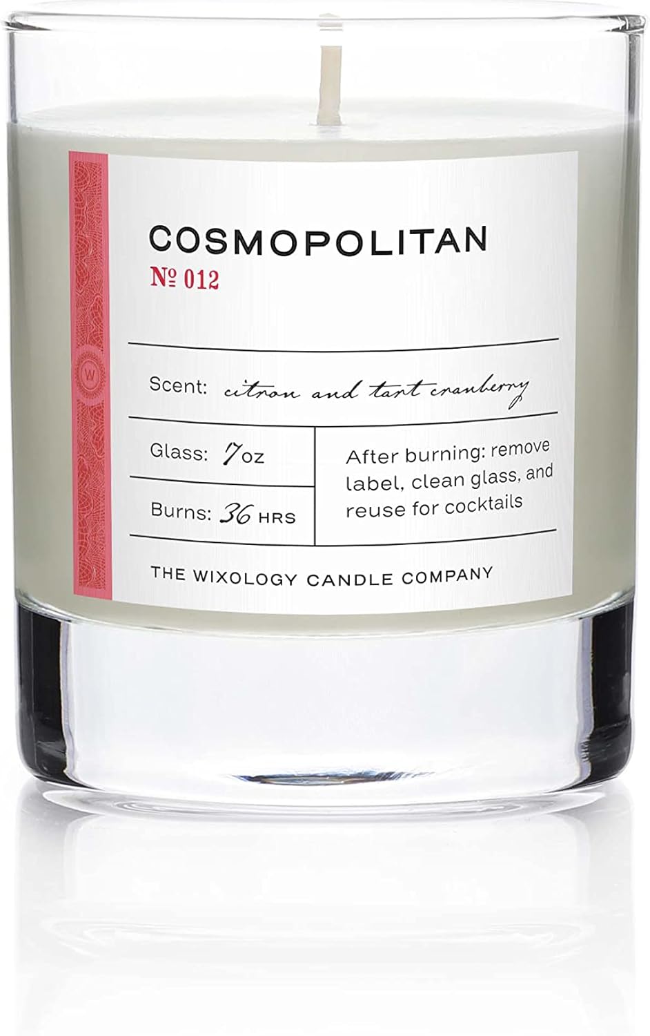 Wixology Cocktail Inspired Soy Candle - Reusable Rocks Glass - Made in Kentucky - 7 oz (Cosmopolitan)