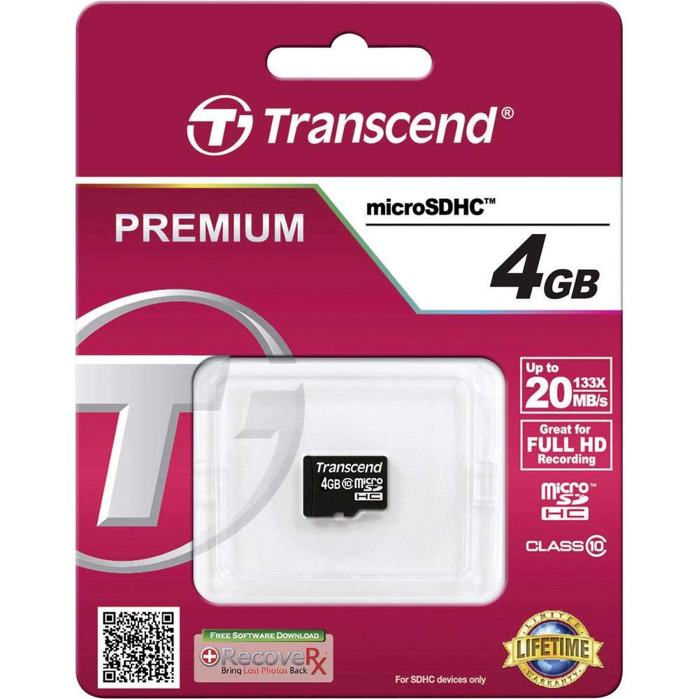Transcend TS4GUSDC10 Scheda di Memoria MicroSDHC 4 GB senza Adattatore, Classe 10