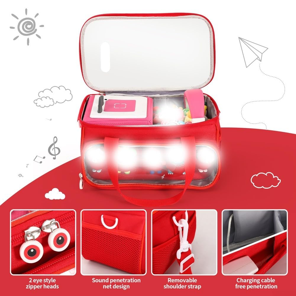 Rangement pour Tonies, étui de transport portable, pour kit de démarrage Toniebox et figurines, sac de transport pour débutant et accessoires de rangement (rouge)