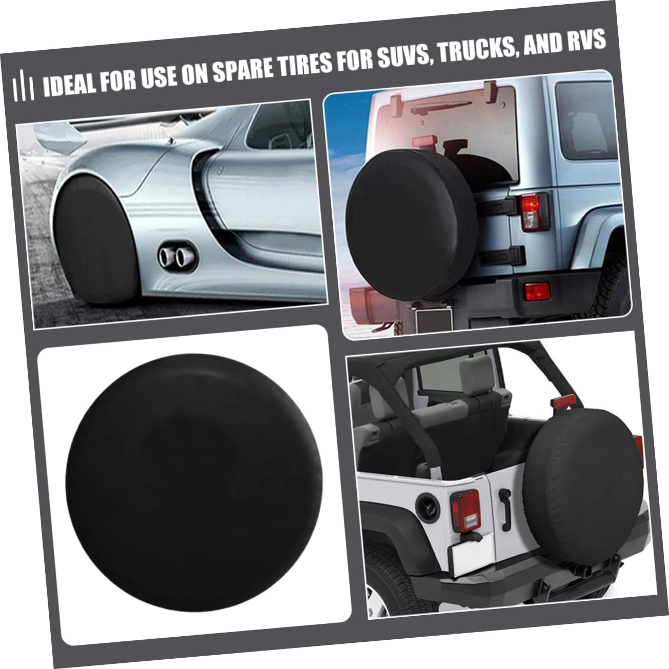 TOPBATHY 2 Pezzi copertura per pneumatici per auto protettore coperture Copertina il rimorchio da viaggio deve avere accessori Coperchio ruota dell'auto Coperchi di ruote pvc Nero
