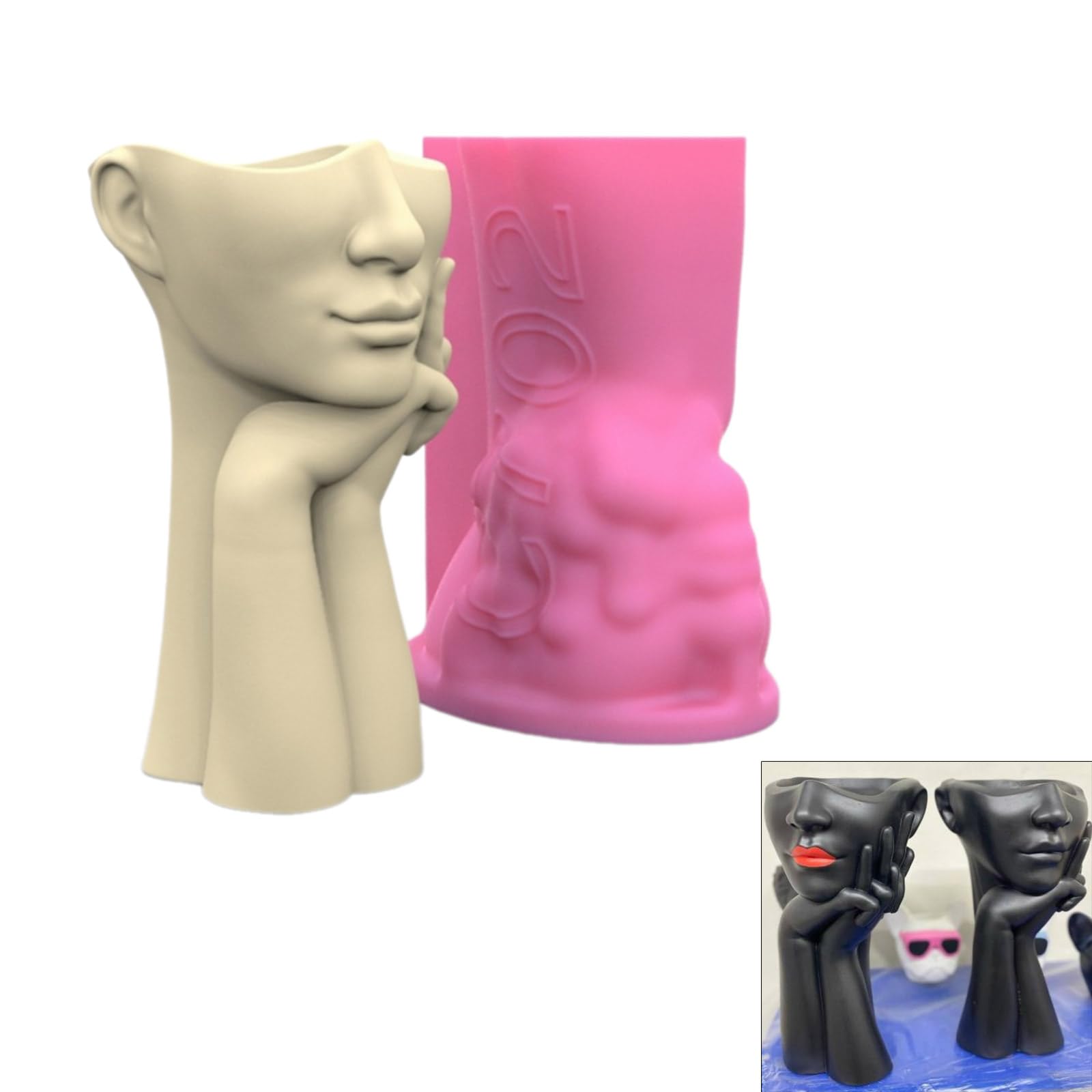 Moule en résine époxy pour pots de fleurs, visage abstrait, porte-stylo, bougeoir, jardinière en ciment, moule en Silicone, décorations de maison, moules en silicone pour résine