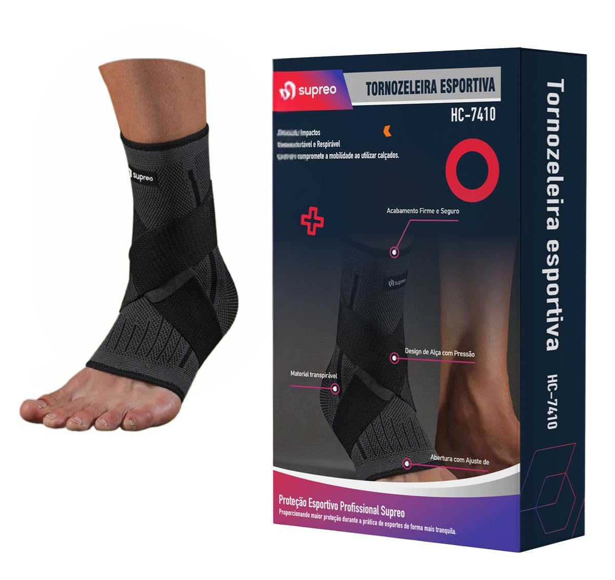 Kit 2 Tornozeleira ortopedica compressão ajustável para esportes academia crossfit