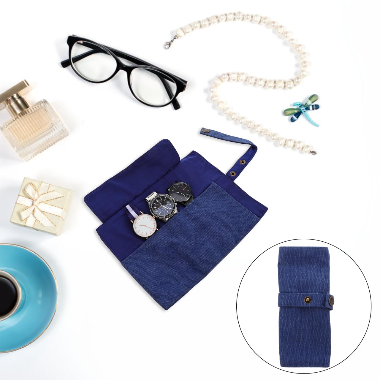 Custodia Da Viaggio Per Orologio In EVA – Rotolo Porta Orologio, Organizzatore Con Tray, Nero