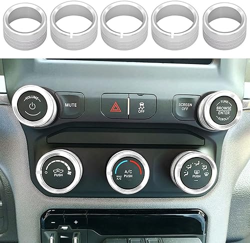 Miniatura 9 de Cubierta de perilla de radio de CA compatible con Dodge Ram 2019 2020 2021 aire acondicionado control de clima automático, interruptor