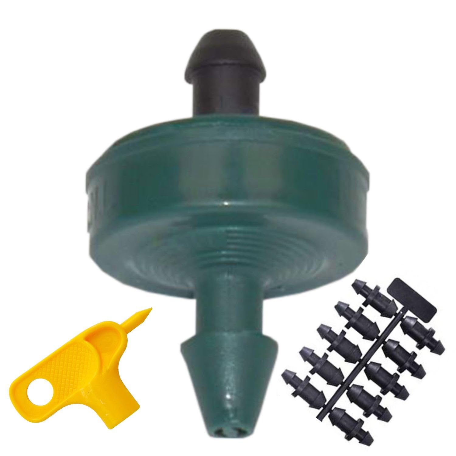 2 GPH Netafim Woodpecker Jr Pressure Compensating Dripper Emitters, 35-Pack Plus Hole Punch Tool and Goof Plugs for Drip Irrigation Systems