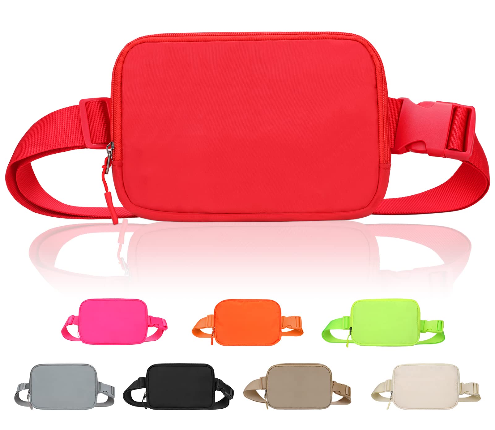llywcm Fanny Pack for Women - Belt Bag Crossbody With Adjustable Strap - Fashion Cross Body Pack for Running, Red, Small, A-picture-10