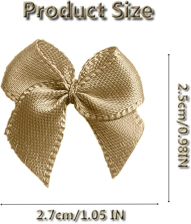 100Pcs Mini Bows,Champagne Gold Ribbon Bows for Gift Wrapping,Small Bows for DIY Crafts,Gift,Sewing,Scrapbooking and Cake Wedding Birthday Christmas Party Decorations - Image 2