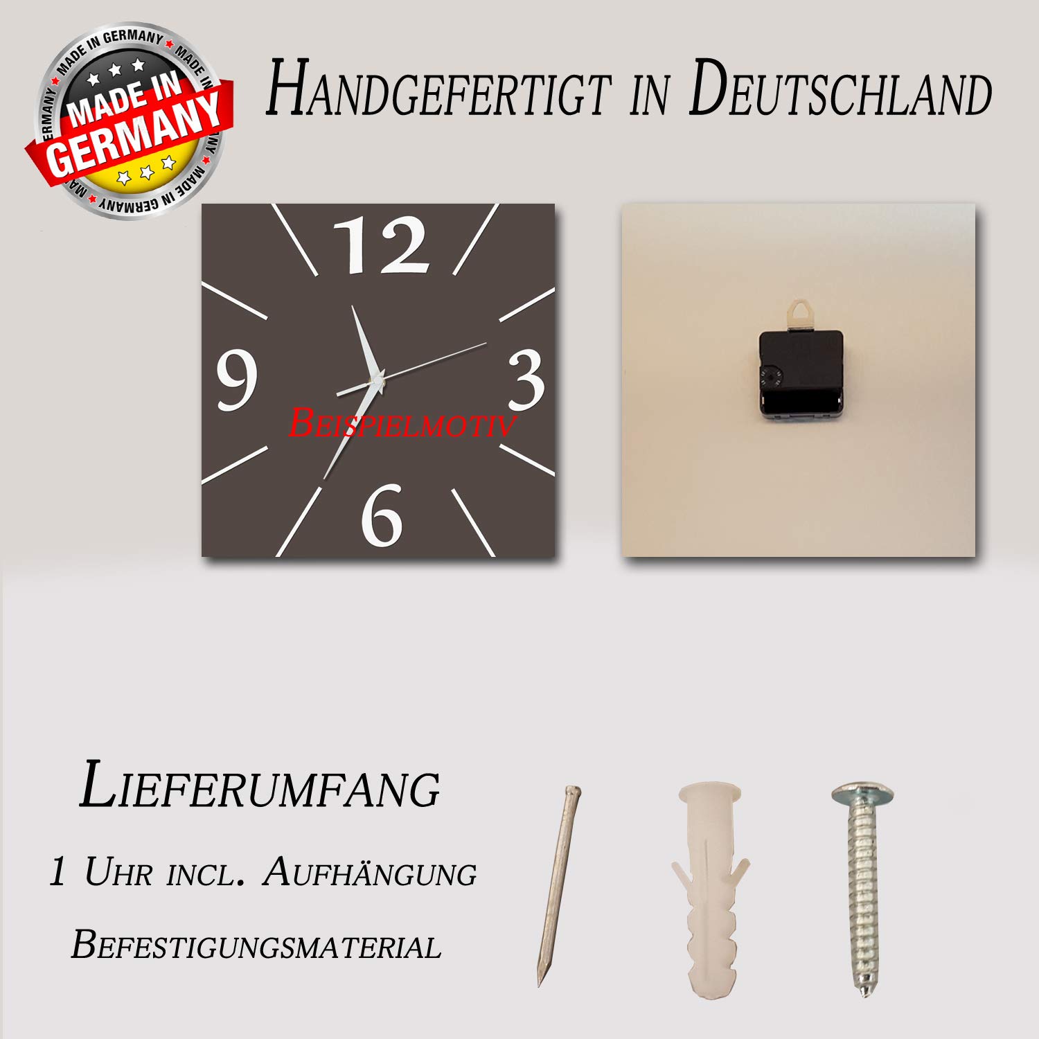 BM Funk Quarz Wanduhr Funkwanduhr Funkwanduhren Funkuhr Funkuhren kein Ticken lautlos geräuschlos leise modern ohne Tickgeräusche Gross XXL Wohnzimmer Küche Obst 9305-1a WZ