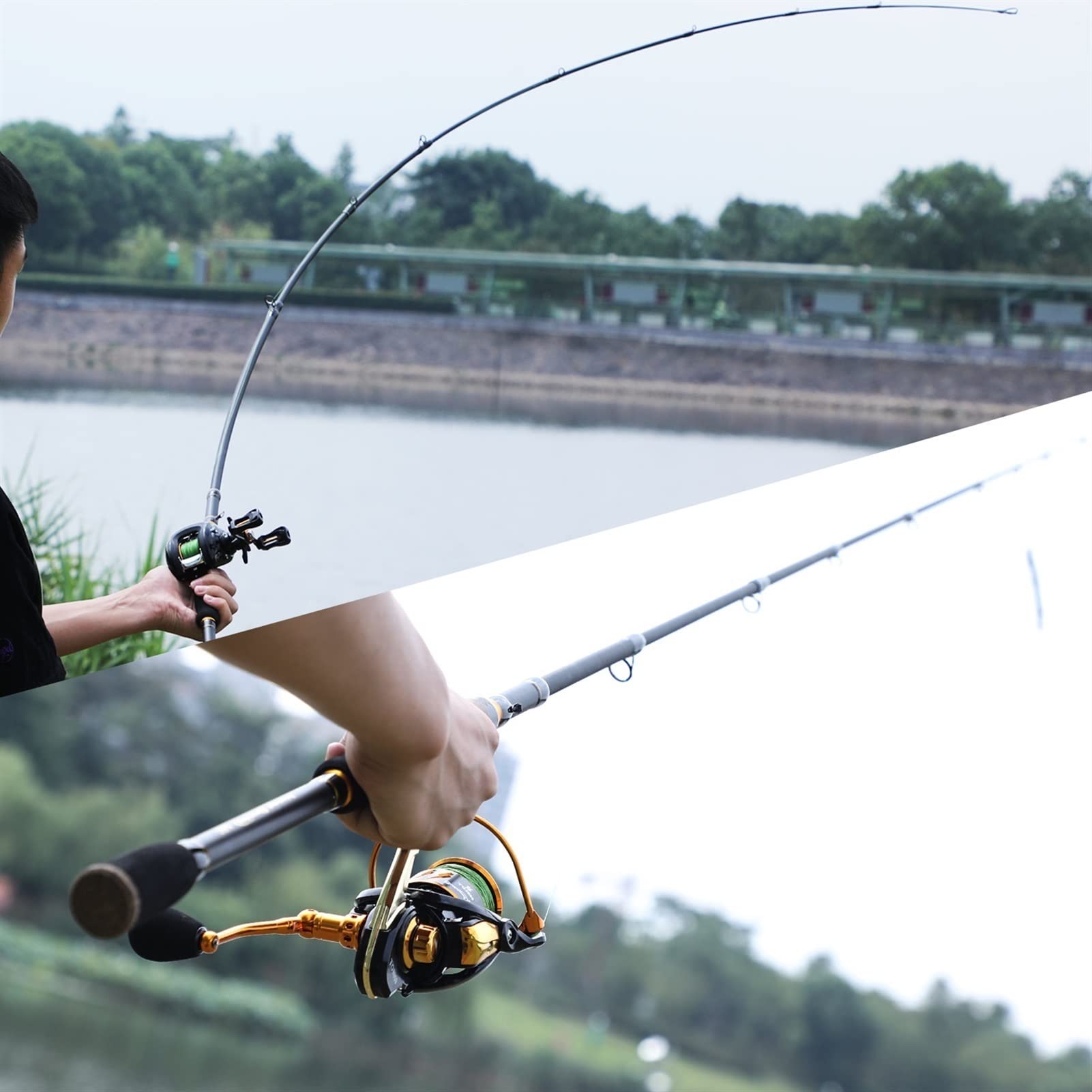 Canna da Pesca a Mosca 1.8m 2.1M Portatile Asta telescopica Portatile Ultralight Fibra di Carbonio Fibra di filatura/Casting Canna da Pesca da Viaggio per la Pesca