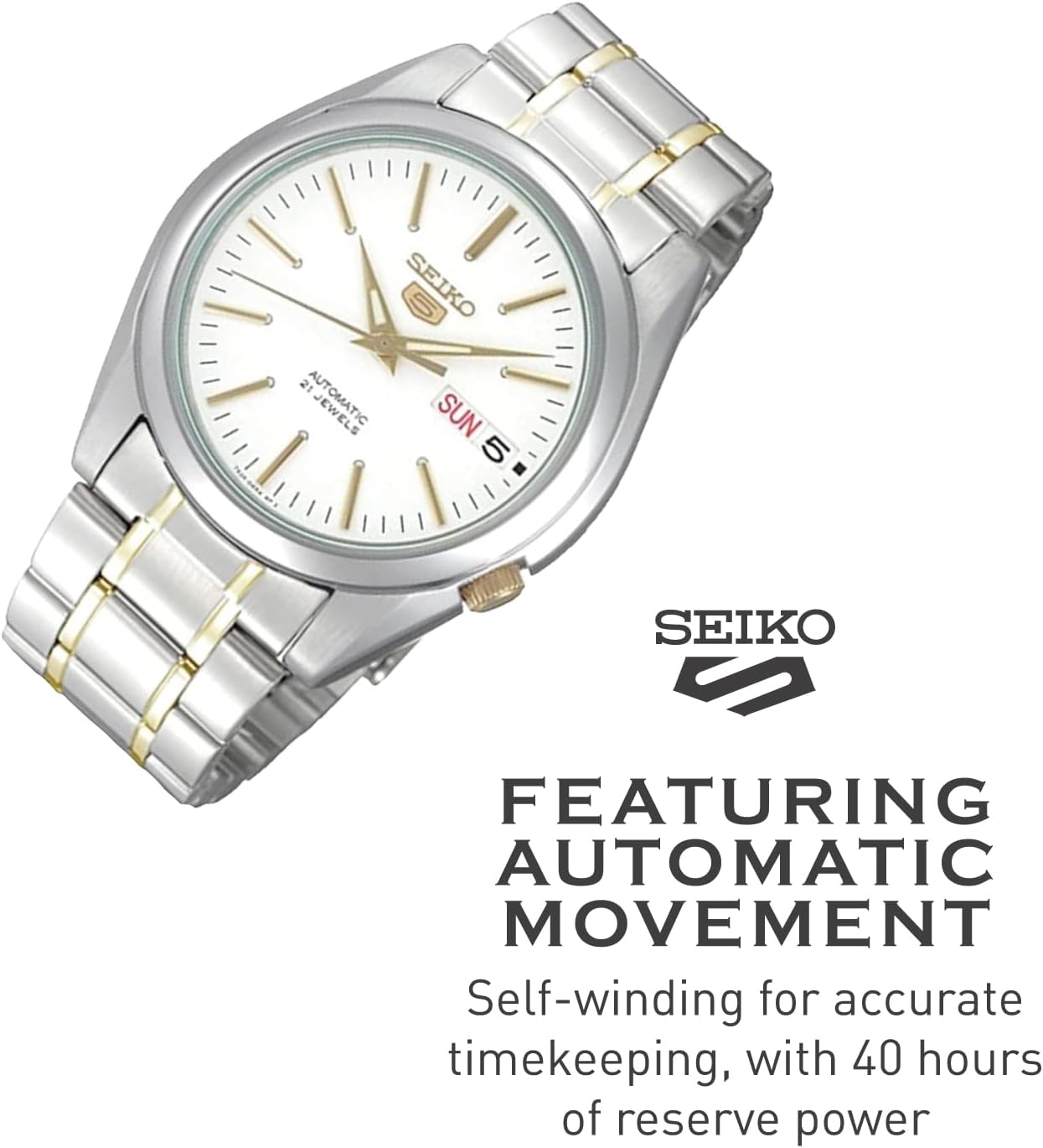 SEIKO Automatic Watch for Men 5-7S Collection - with Day/Date Calendar, Luminous Hands, Stainless Steel Case & Bracelet