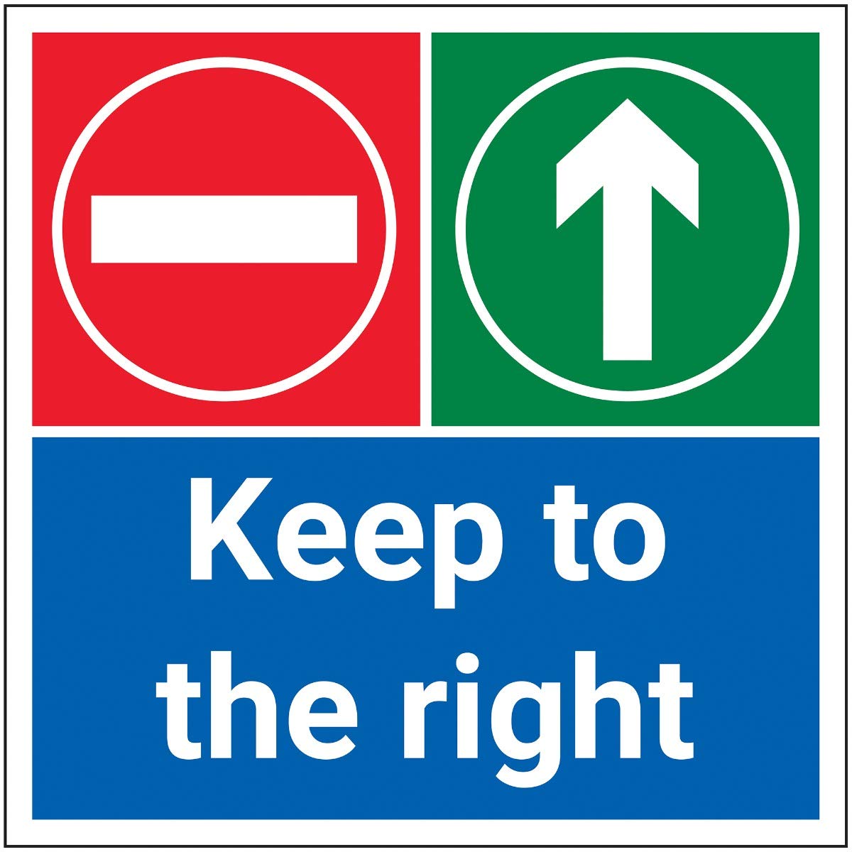 V Safety Keep To The Right - 300x300mm - 1mm Rigid Plastic