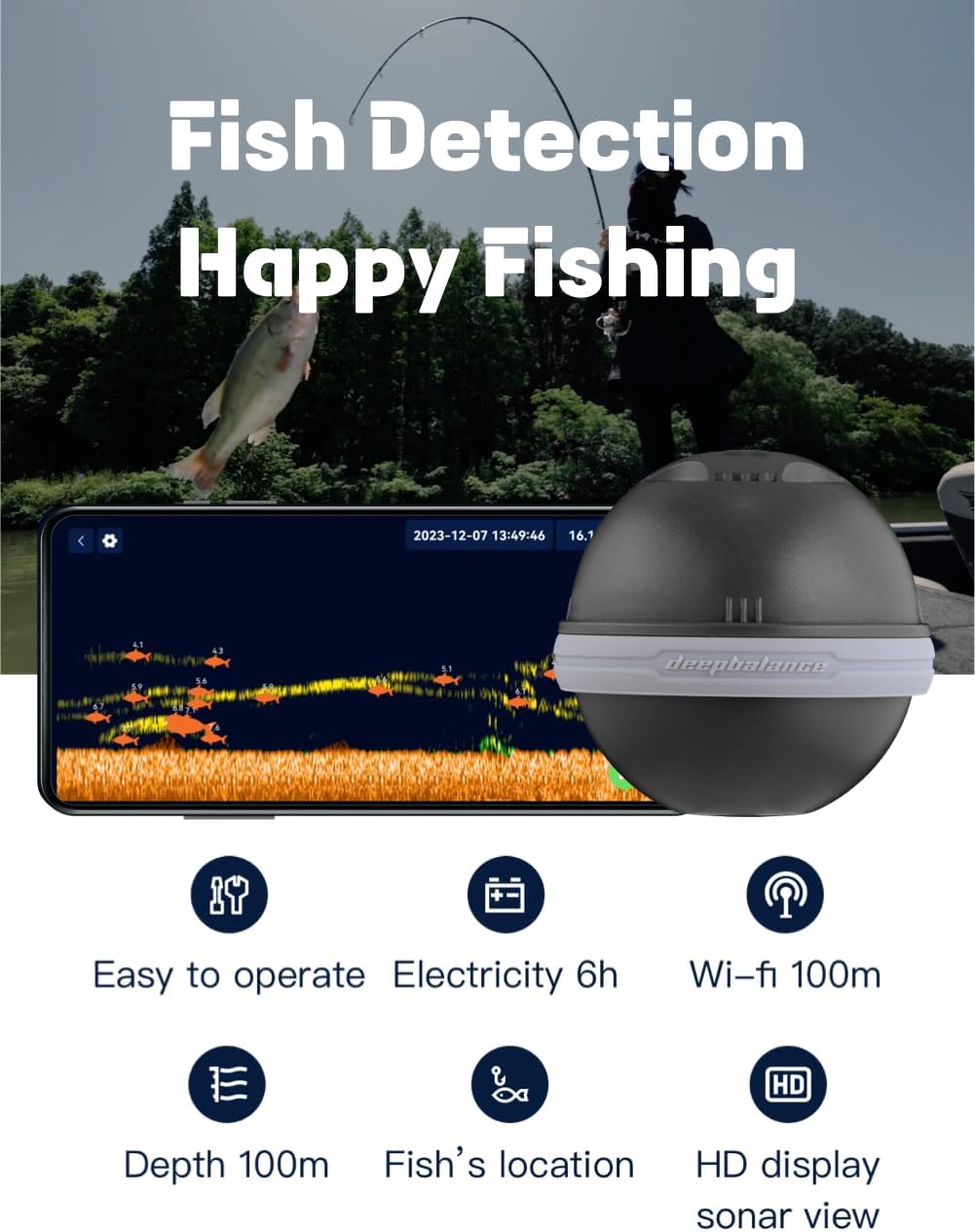 Sonar Fish Finder - Portable Fish Finder and Depth Finder for Kayaks, Boats and ICE Fishing | with Free User Friendly APP