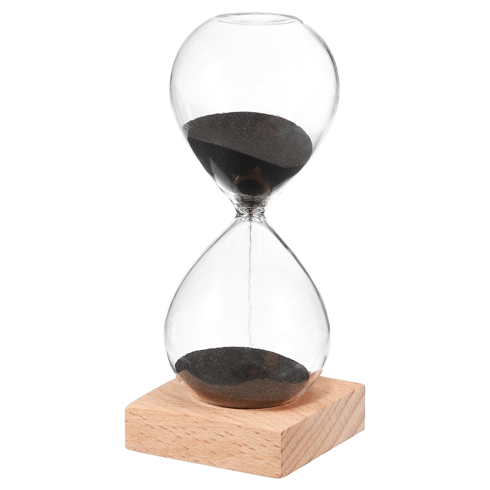 PATIKIL 10 Minutes Sand Timer, Sand Watch with Wood Base Hour Glass Sandglass Timer Clock for Living Room Home Office Restaurant Decoration, Black — image 1