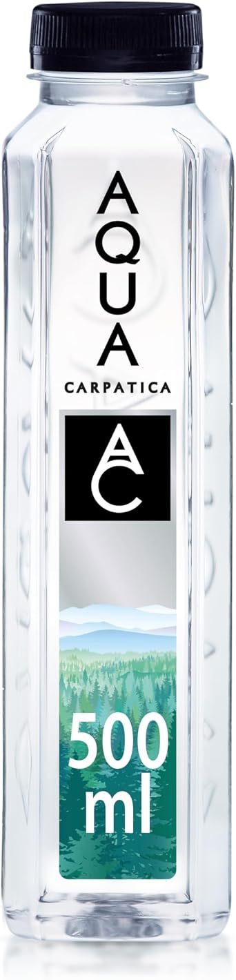 AQUA Carpatica Pure Natural Still Mineral Water, Virtually Nitrate Free, Low Sodium, Naturally Alkaline, Natural Electrolytes, Premium Multipack 100% Recyclable, 500 ml (Pack of 6)
