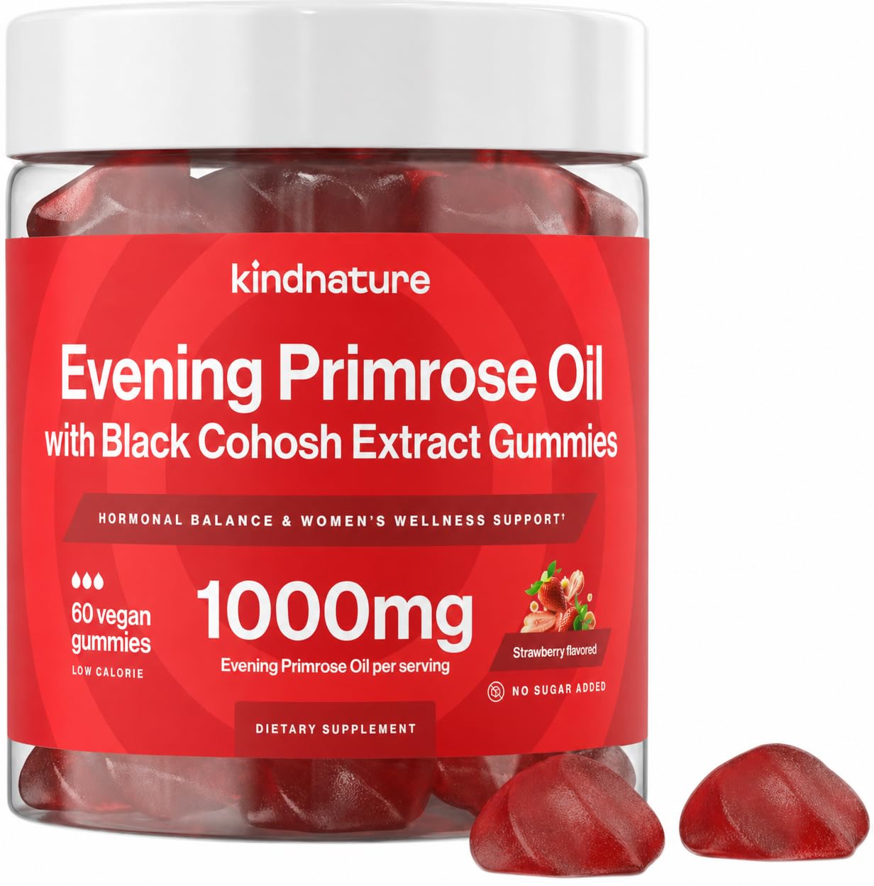 Evening Primrose Oil Gummies for Women – 1000mg + Black Cohosh – Vegan, Sugar-Free