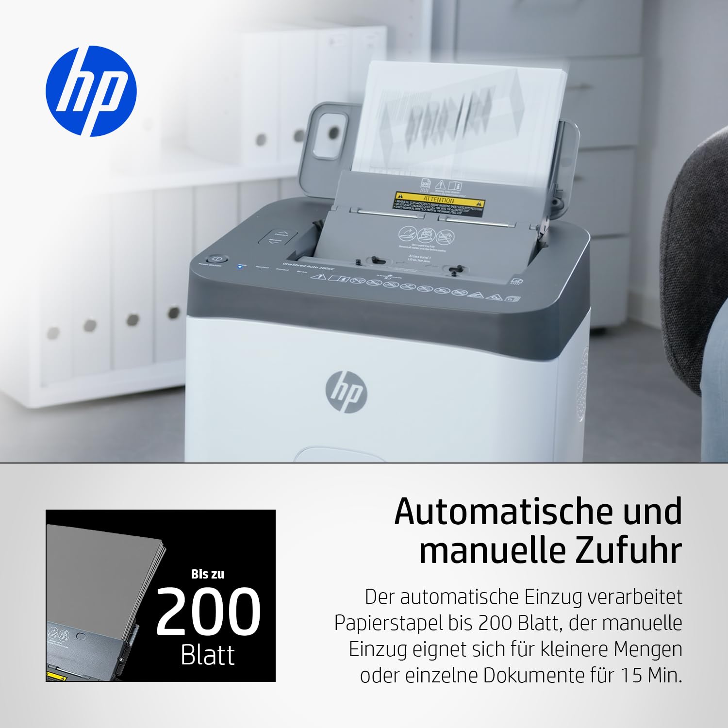 HP One HRED Auto 200CC biało-szara niszczarka