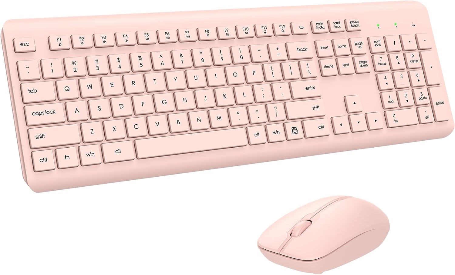 Wireless Keyboard and Mouse Combo, Full-Size Silent Ergonomic Keyboard and Optical Mouse, Long Battery Life, 2.4G Lag-Free Mice Keyboard for Computer, Mac, Laptop, PC, Windows(Pink)