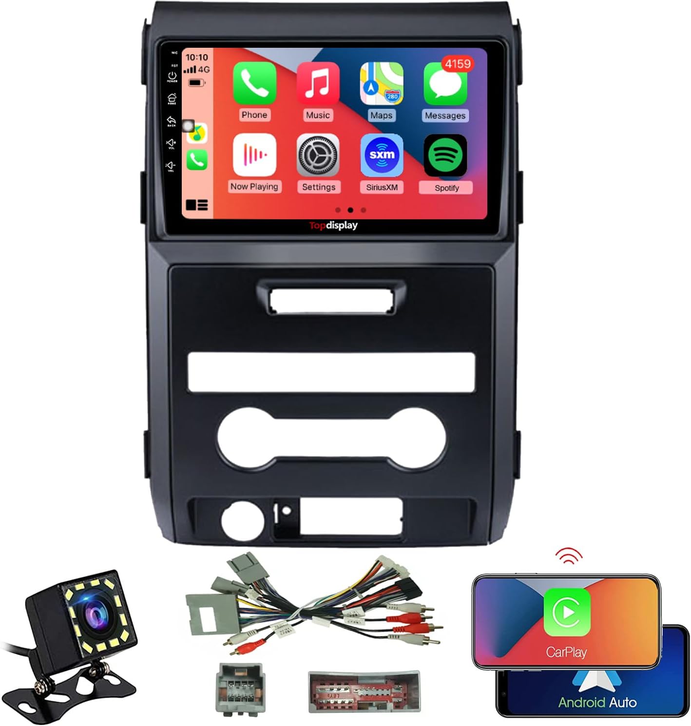TOPDISPLAY for Ford F150 Radio Upgrade 2013 2014,Android Stereo Navigation Replacement,QLED Touch Screen,8 core CPU,Support Carplay and Android Auto,Free Camera
