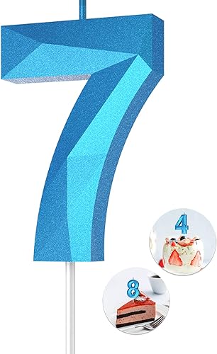 Miniatura 81 de Velas de cumpleaños con número (4 velas rojas) 3D con forma de diamante número Happy Birthday Cake Velas para fiesta de cumpleaños, boda, decoración