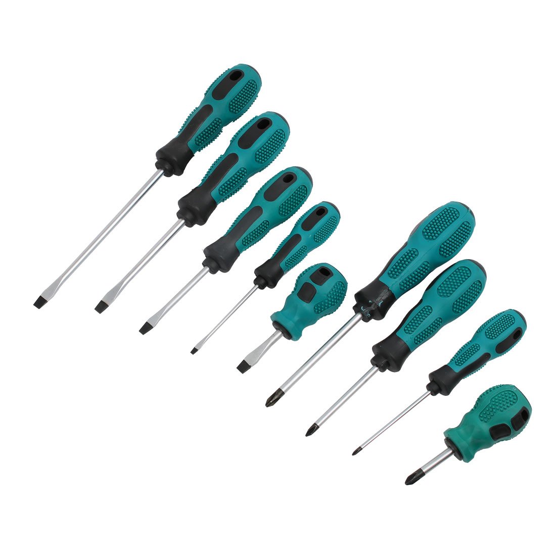 Aexit Wielokrotny śrubokręt płaski z chromowo-wanadowym uchwytem krzyżowym Phillips 9 w 1 zestaw(alloy-vanadium à fentes multiples Phillips tournevis manche plast 9en1 Set